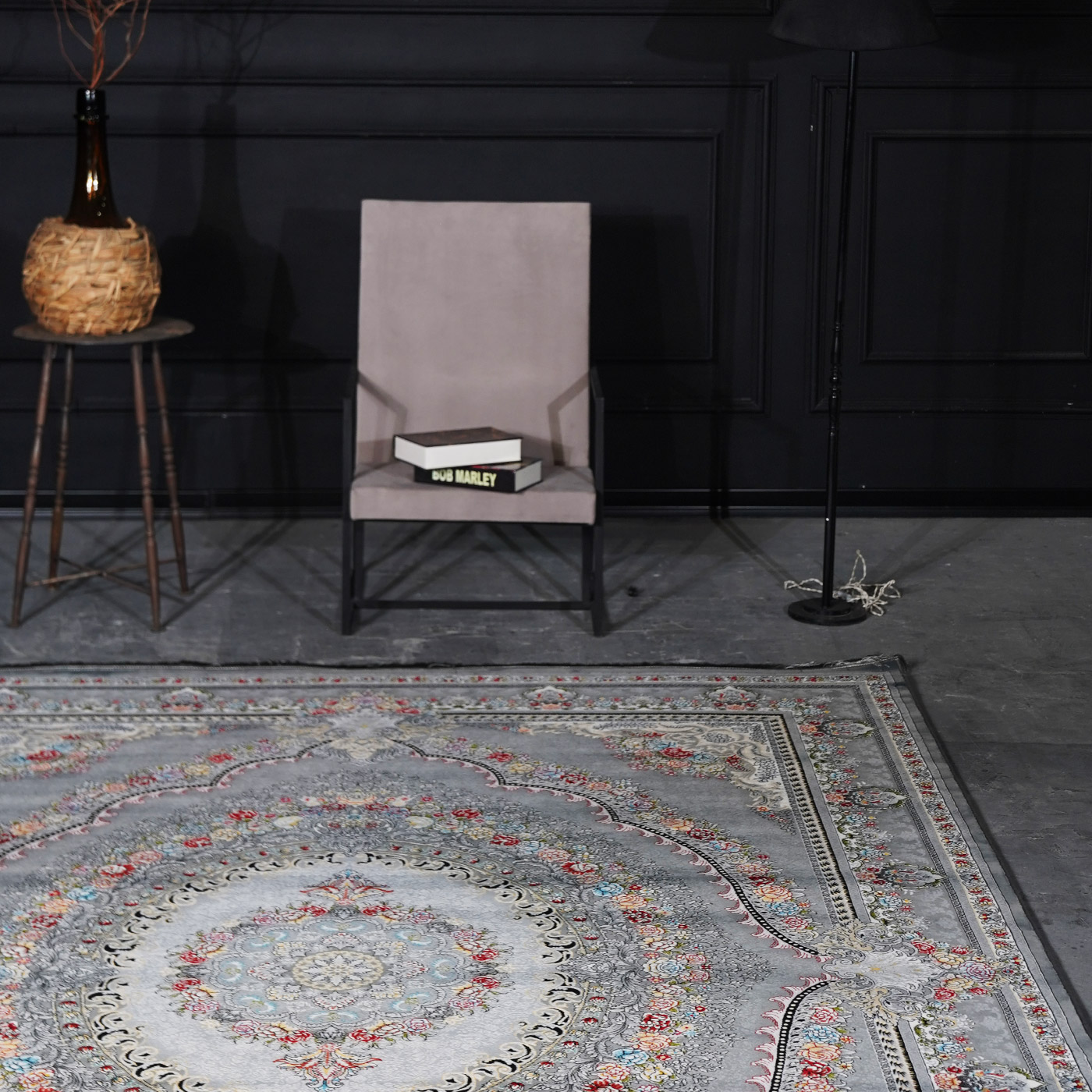 فرش ماشینی 700 شانه تراکم 2550 طرح ارمغان نقره ای