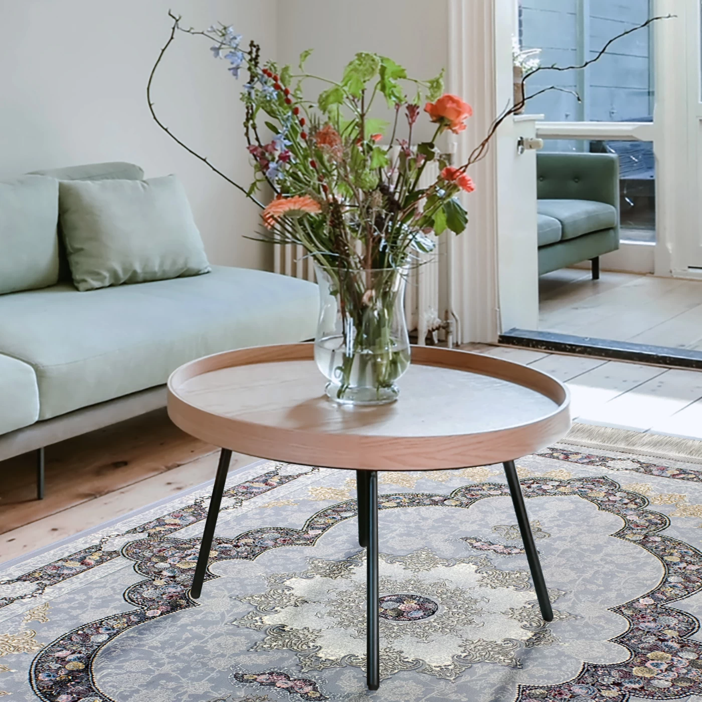 فرش ماشینی ۷۰۰ شانه تراکم ۲۵۵۰ طرح اروانا نقره ای