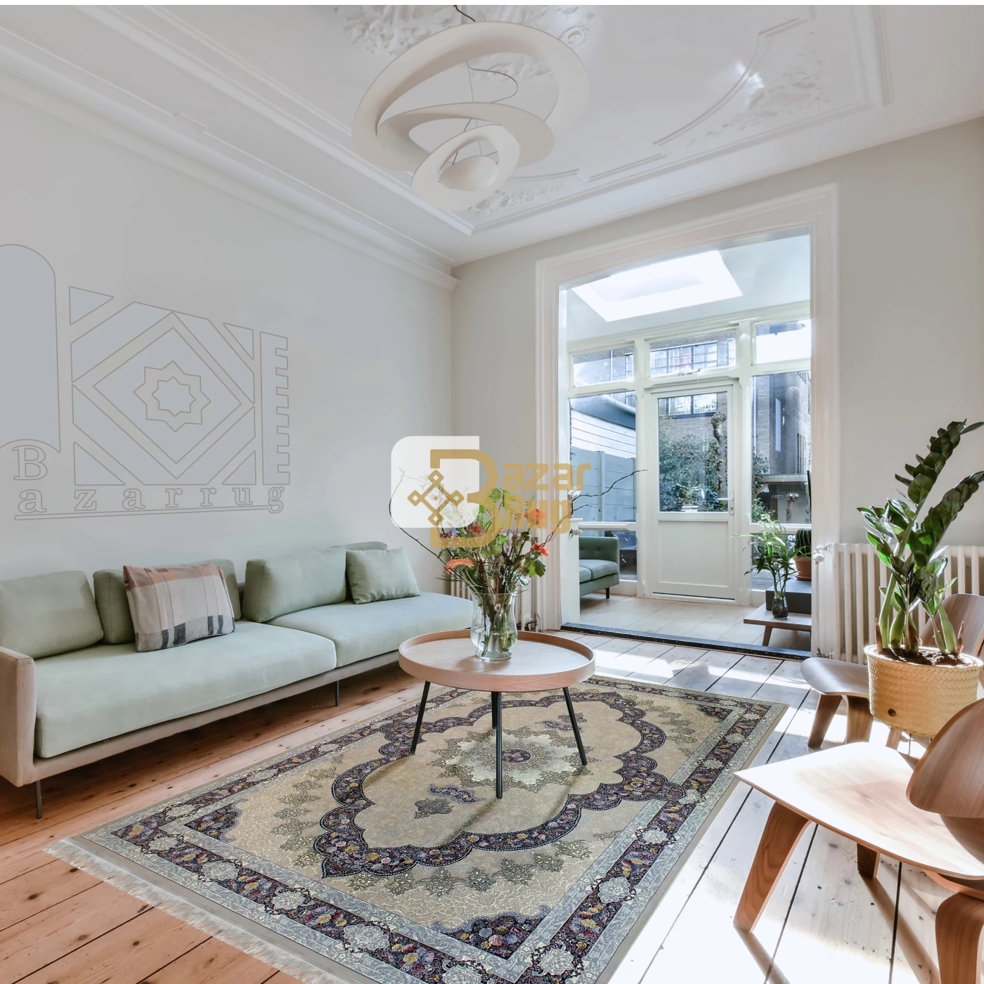 فرش ماشینی ۷۰۰ شانه تراکم ۲۵۵۰ طرح اروانا ترمه ای