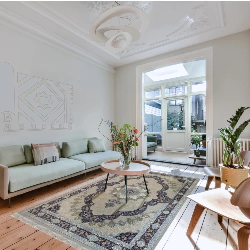 فرش ماشینی ۷۰۰ شانه تراکم ۲۵۵۰ طرح آروانا ترمه ای