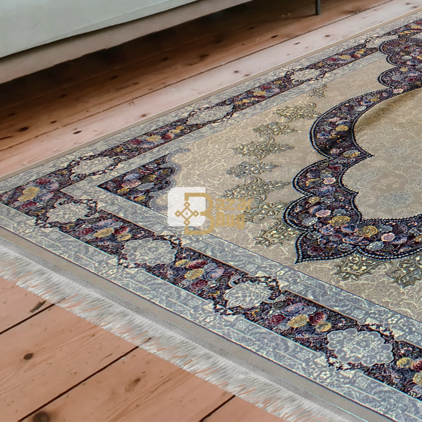 فرش ماشینی ۷۰۰ شانه تراکم ۲۵۵۰ طرح اروانا ترمه ای