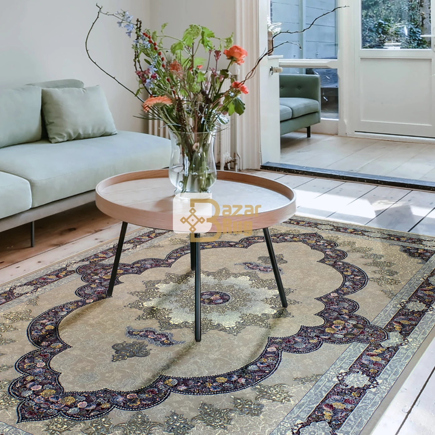 فرش ماشینی ۷۰۰ شانه تراکم ۲۵۵۰ طرح اروانا ترمه ای