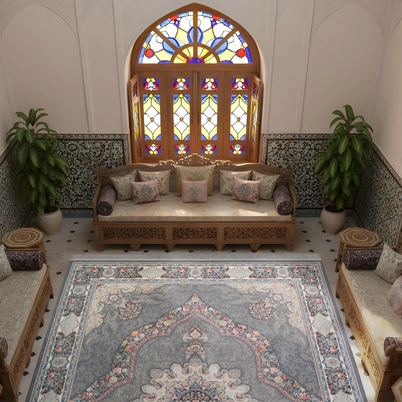 فرش ماشینی 700 شانه تراکم 2550 طرح آروانا دودی