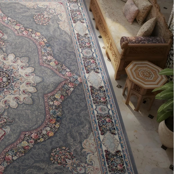 فرش ماشینی 700 شانه تراکم 2550 طرح آروانا دودی