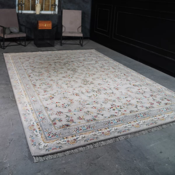 فرش ماشینی 700 شانه تراکم 2550 طرح آتیلا سیلور