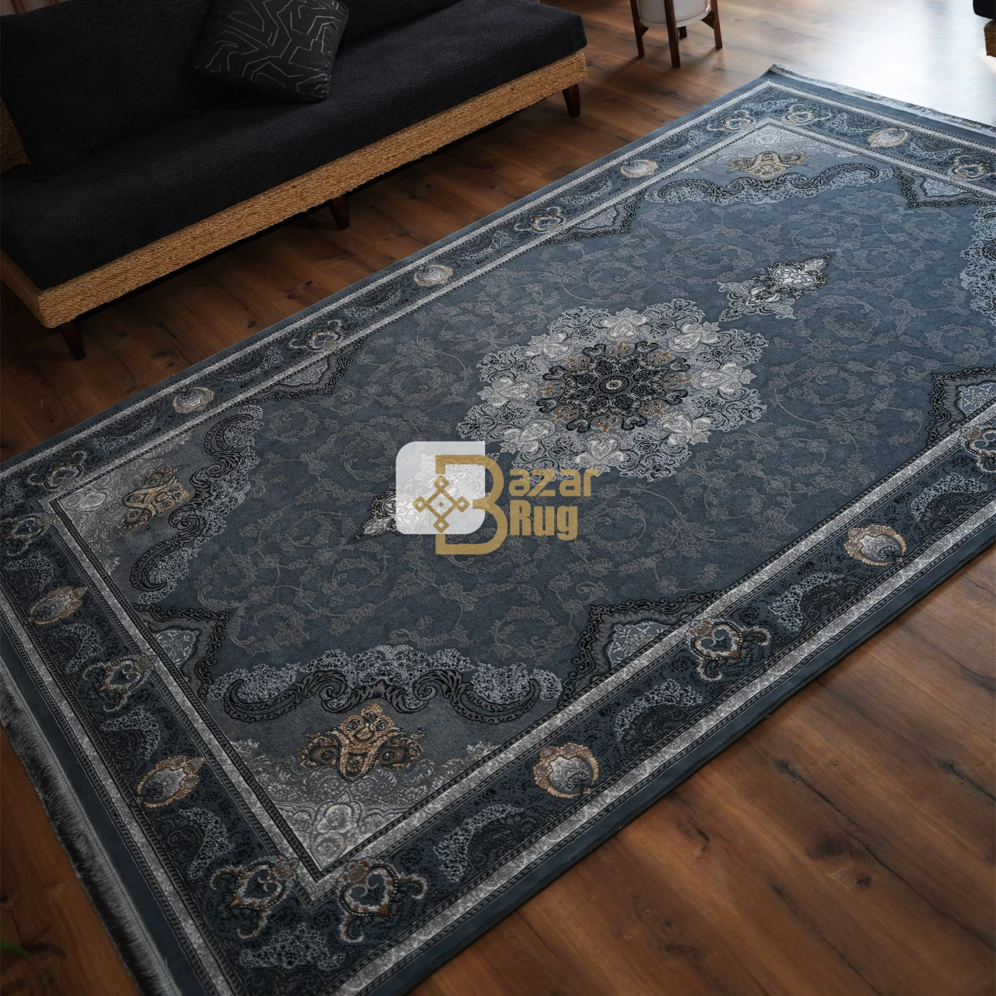 فرش ماشینی 700 شانه تراکم 2550 طرح آیدا دودی