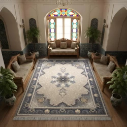 Machine Made Carpet 700 Reeds 2550 Density Aida Silver Design - Bazar Rug - {category}