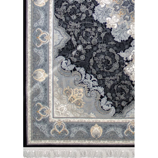 فرش ماشینی 700 شانه تراکم 2550 طرح آیدا سرمه ای