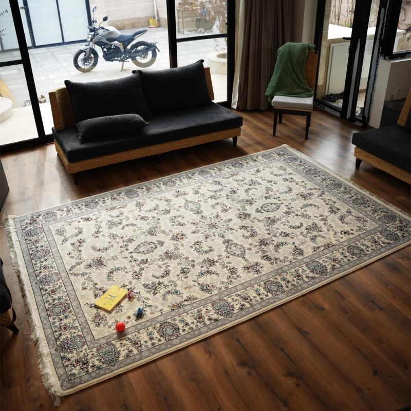 فرش ماشینی ۷۰۰ شانه تراکم ۲۵۵۰ طرح آیناز کرم...