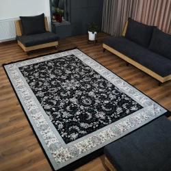 سجادة آلية مصنوعة من 700 شانة كثافة 2550 تصميم آنا أزرق داكن - بازار راج - سجادة 700 عقدة عرضية