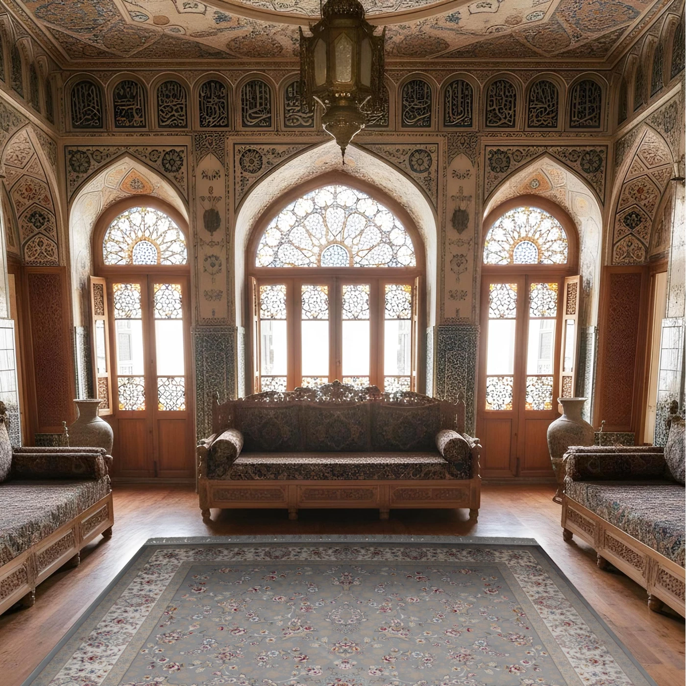 	فرش ماشینی ۷۰۰ شانه تراکم ۲۵۵۰ طرح آیناز ترمه ای