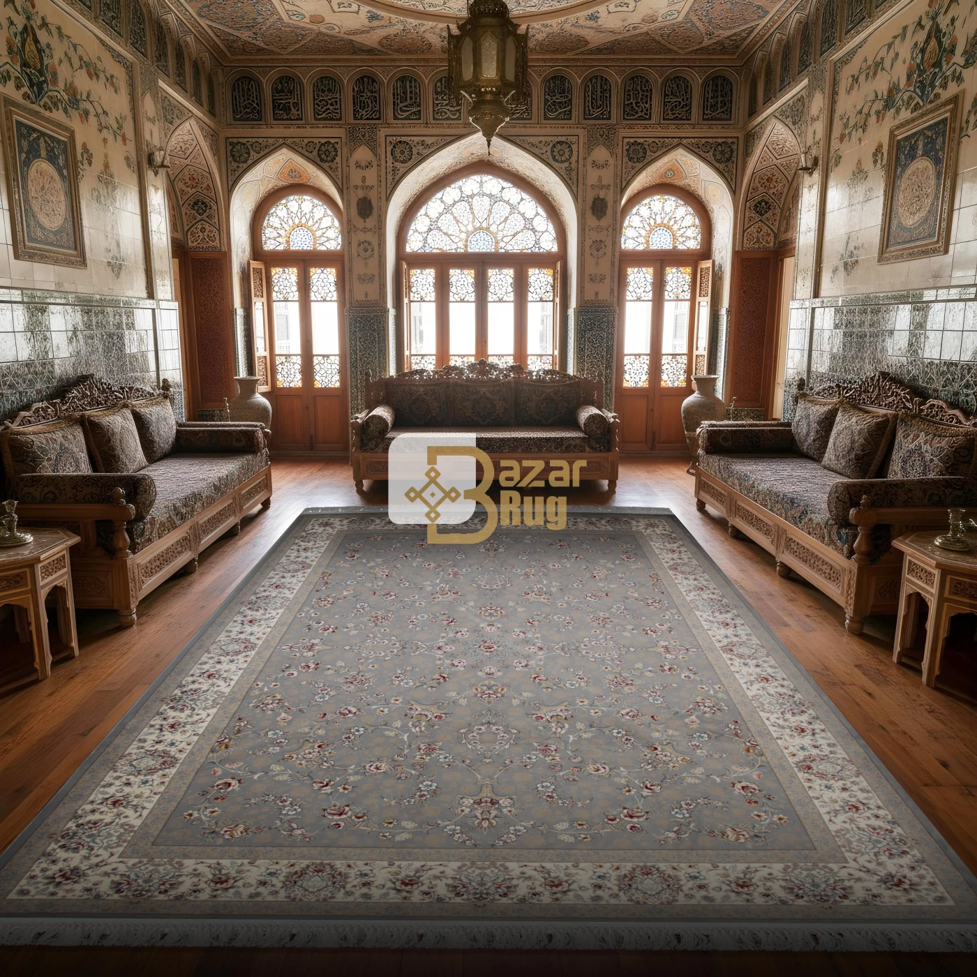 	فرش ماشینی ۷۰۰ شانه تراکم ۲۵۵۰ طرح آیناز ترمه ای