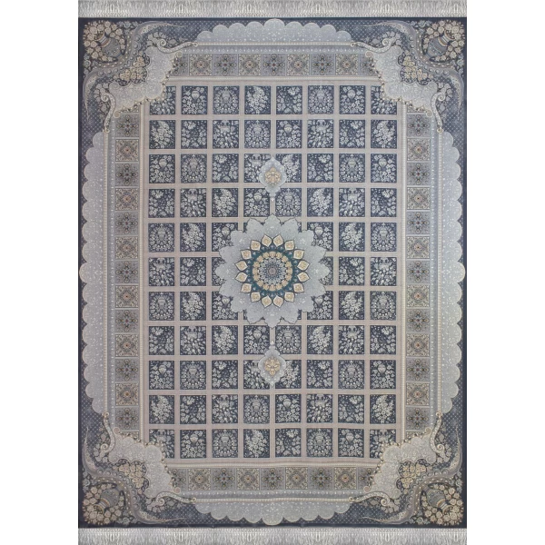 فرش ماشینی 700 شانه تراکم 2550 طرح آیسان دودی