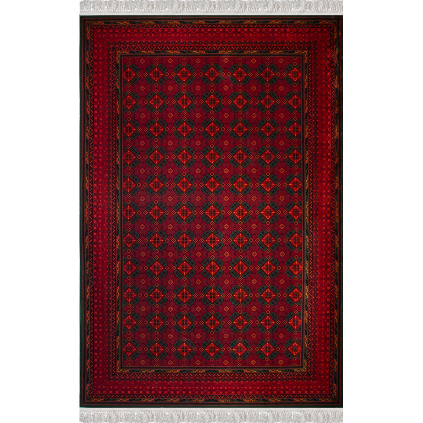 فرش ماشینی ۷۰۰ شانه تراکم ۲۱۰۰ طرح بلوچ دامون سبز