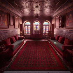 Machine made Carpet  700 Pile 2100 Density   Baloch Damoon Green Design - Bazar Rug - 700 Reeds Machine Made Carpet