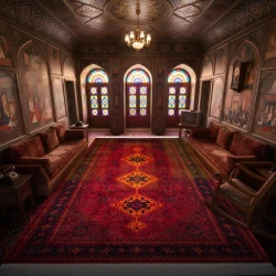 فرش ماشینی ۷۰۰ شانه تراکم ۲۱۰۰ طرح  بلوچ  دلارز لاکی