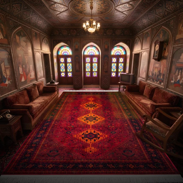 فرش ماشینی ۷۰۰ شانه تراکم ۲۱۰۰ طرح  بلوچ  دلارز لاکی