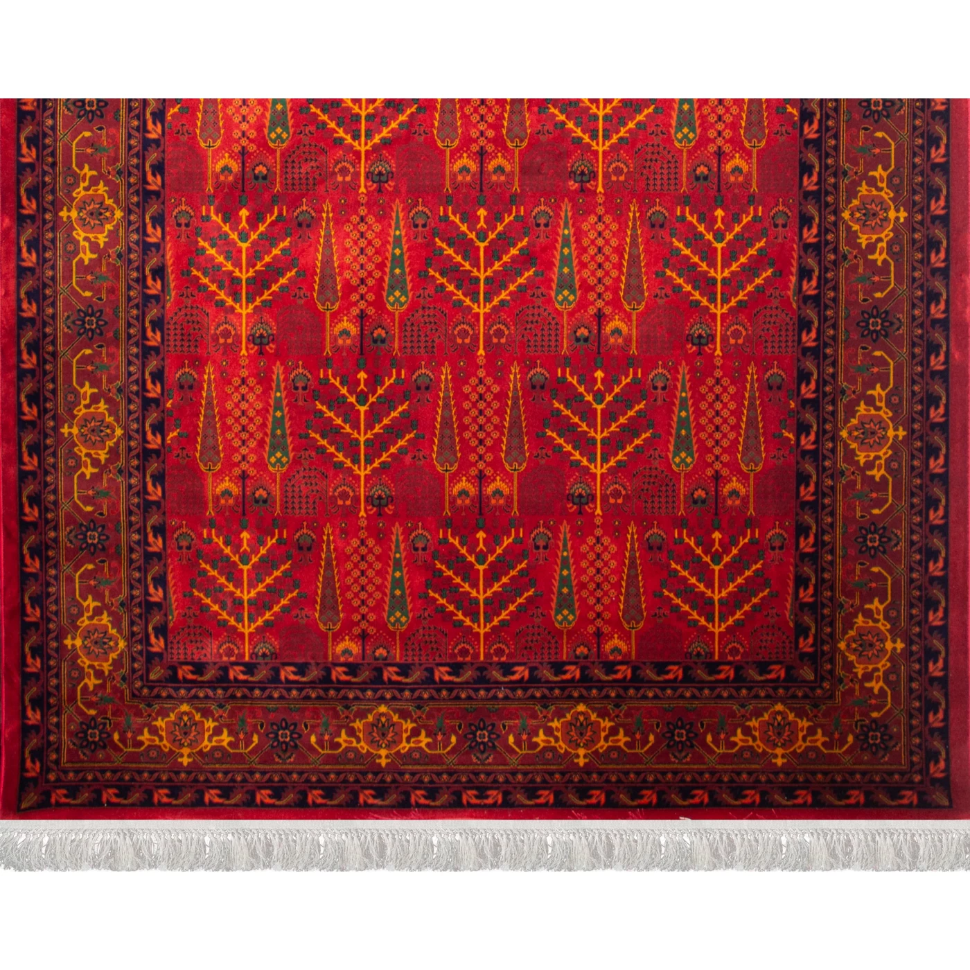 	فرش ماشینی ۷۰۰ شانه تراکم ۲۱۰۰ طرح بلوچ مهتا لاکی حاشیه سرمه ای