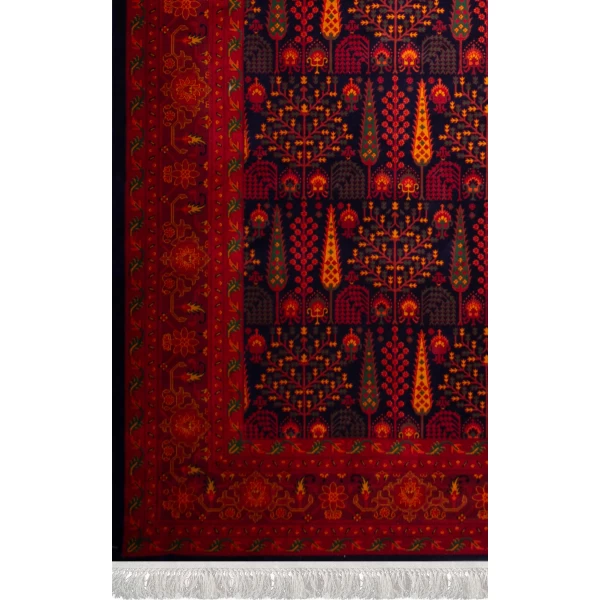 فرش ماشینی ۷۰۰ شانه تراکم ۲۱۰۰ طرح بلوچ مهتا سرمه  ای