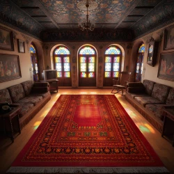 فرش ماشینی ۷۰۰ شانه تراکم ۲۱۰۰ طرح بلوچ  پاچیرا لاکی - بازارفرش - فرش 700 شانه