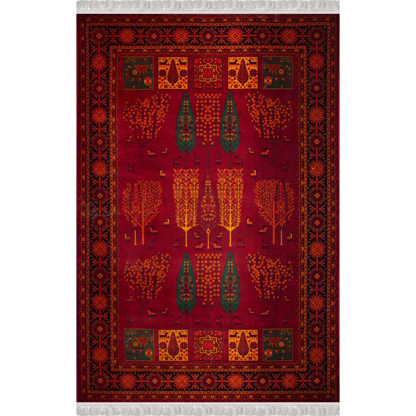 فرش ماشینی ۷۰۰ شانه تراکم ۲۱۰۰ طرح بلوچ پاسیو لاکی