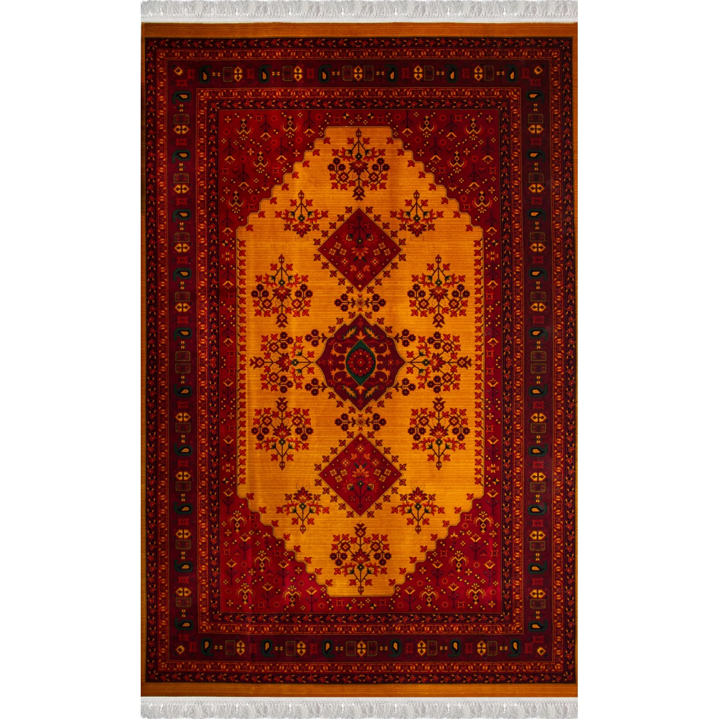 فرش ماشینی ۷۰۰ شانه تراکم ۲۱۰۰ طرح بلوچ ساتین روناسی