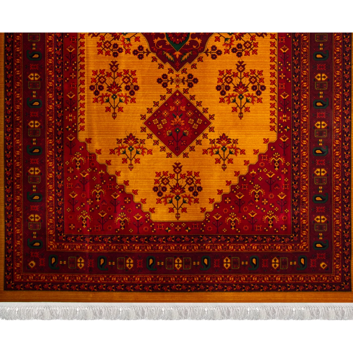 فرش ماشینی ۷۰۰ شانه تراکم ۲۱۰۰ طرح بلوچ ساتین روناسی