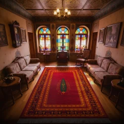 فرش ماشینی ۷۰۰ شانه تراکم ۲۱۰۰ طرح بلوچ یوکا لاکی - بازارفرش - فرش 700 شانه