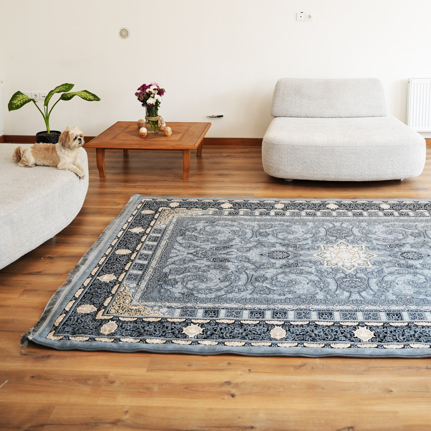 فرش ماشینی 700 شانه تراکم 2550 طرح دایان دودی