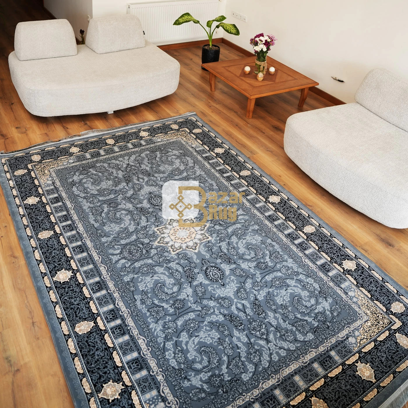 فرش ماشینی 700 شانه تراکم 2550 طرح دایان دودی