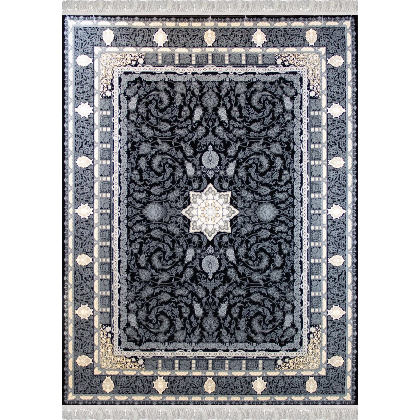 فرش ماشینی ۷۰۰ شانه تراکم ۲۵۵۰ طرح دایان سرمه ای