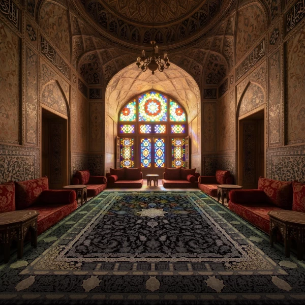 فرش ماشینی ۷۰۰ شانه تراکم ۲۵۵۰ طرح دایان سرمه ای