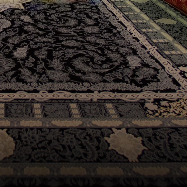 فرش ماشینی ۷۰۰ شانه تراکم ۲۵۵۰ طرح دایان سرمه ای