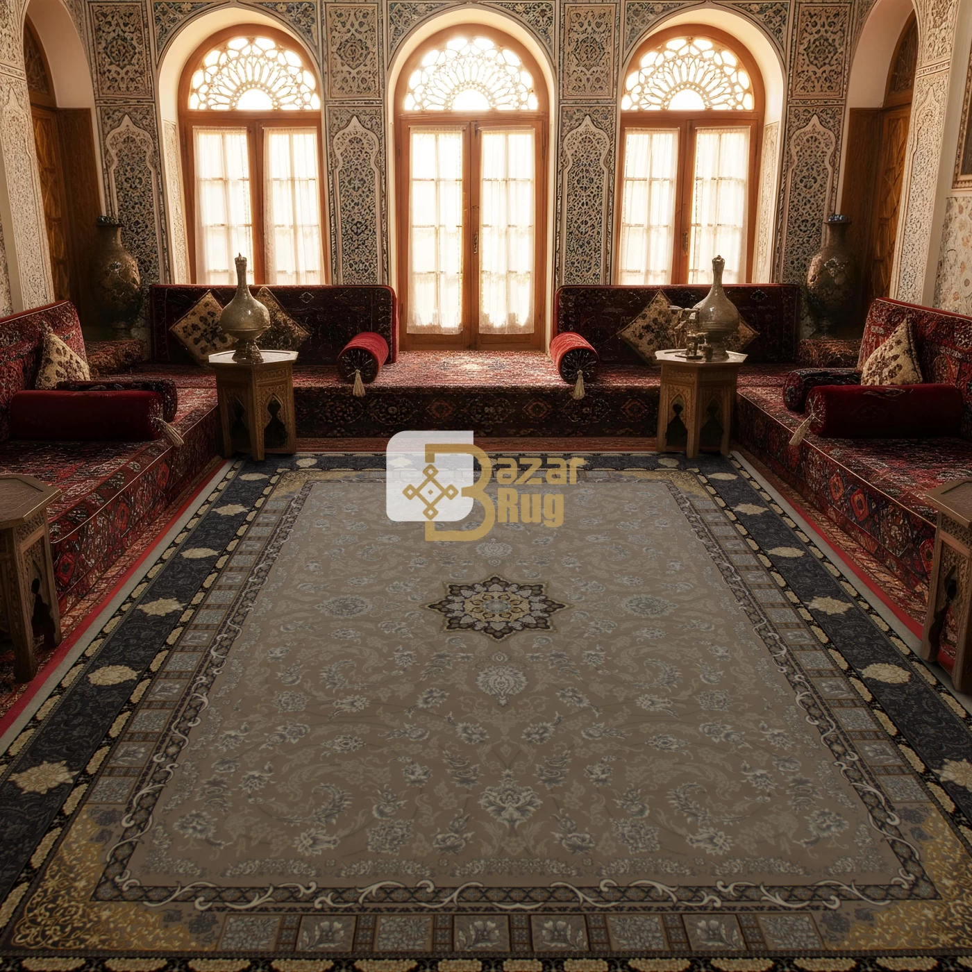 فرش ماشینی 700 شانه تراکم 2550 طرح دایان ترمه ای