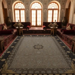 فرش ماشینی 700 شانه تراکم 2550 طرح دایان ترمه ای - بازارفرش - فرش 700 شانه