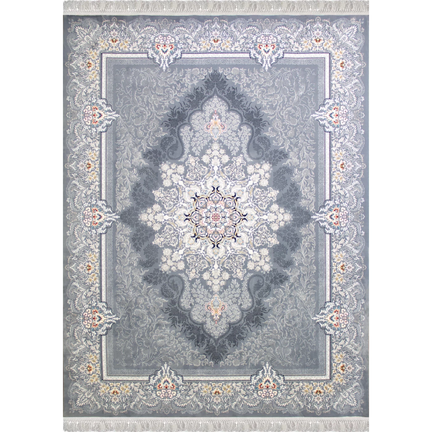 فرش ماشینی 700 شانه تراکم 2550 طرح دنیز نقره ای