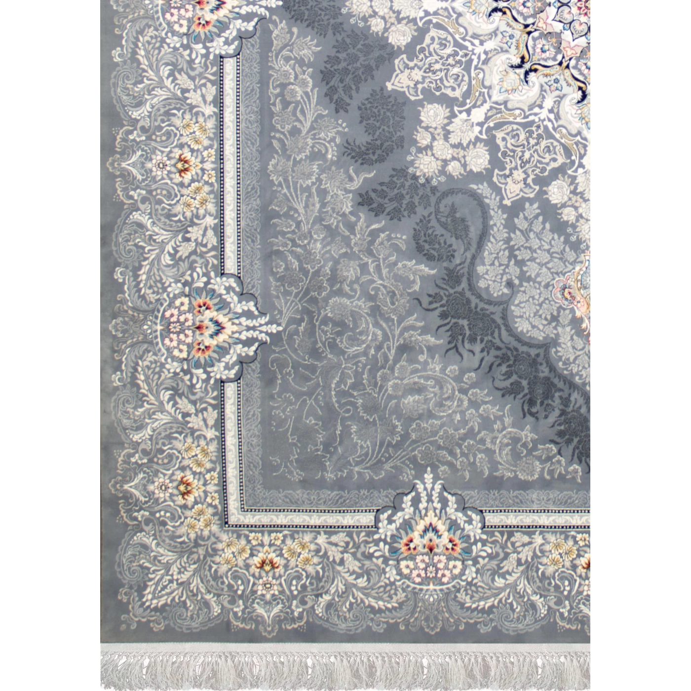 فرش ماشینی 700 شانه تراکم 2550 طرح دنیز نقره ای