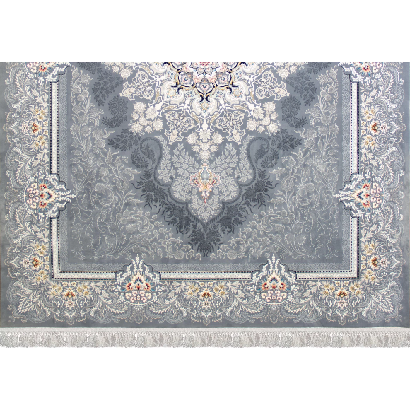 فرش ماشینی 700 شانه تراکم 2550 طرح دنیز نقره ای