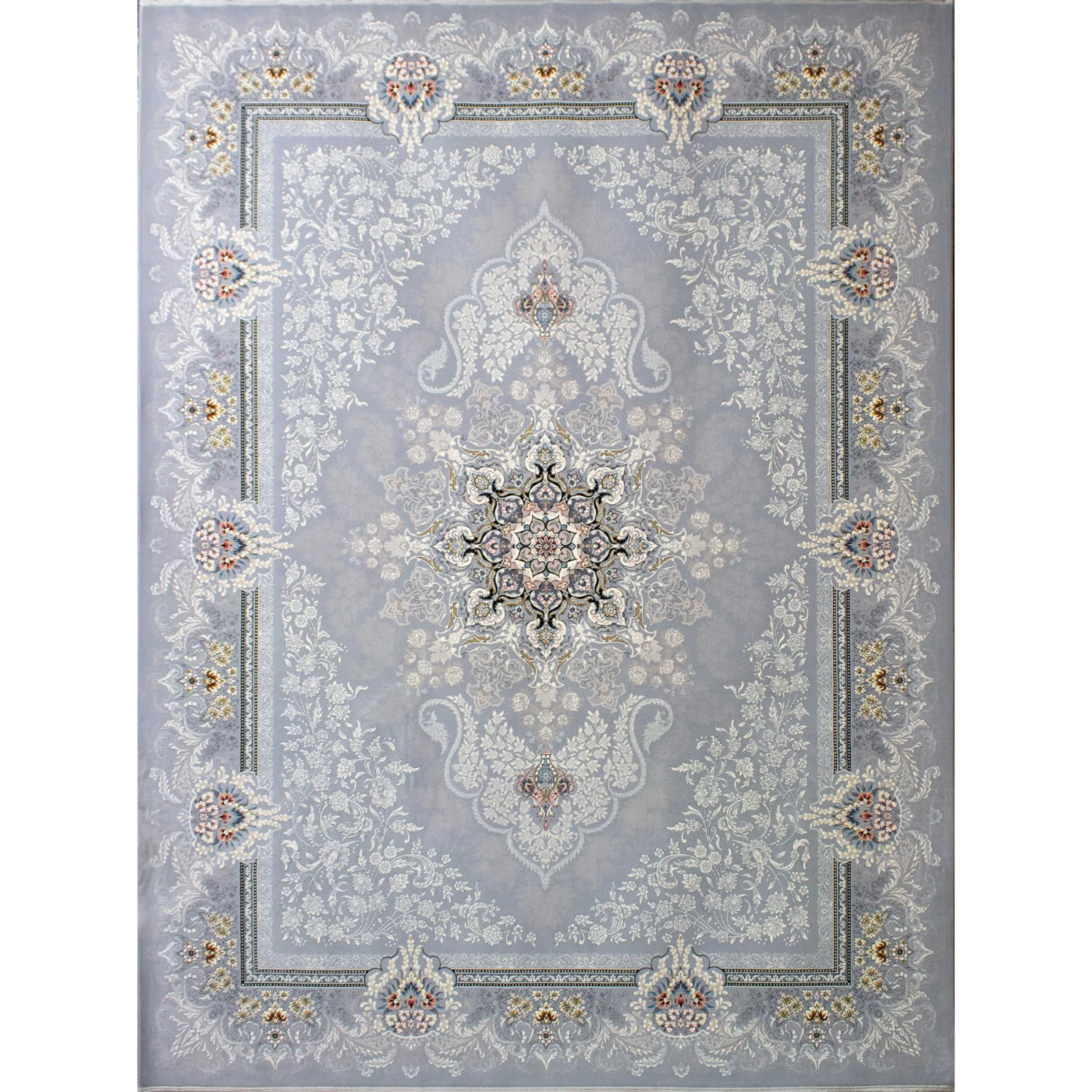 فرش ماشینی 700 شانه تراکم 2550 طرح دنیز نقره ای