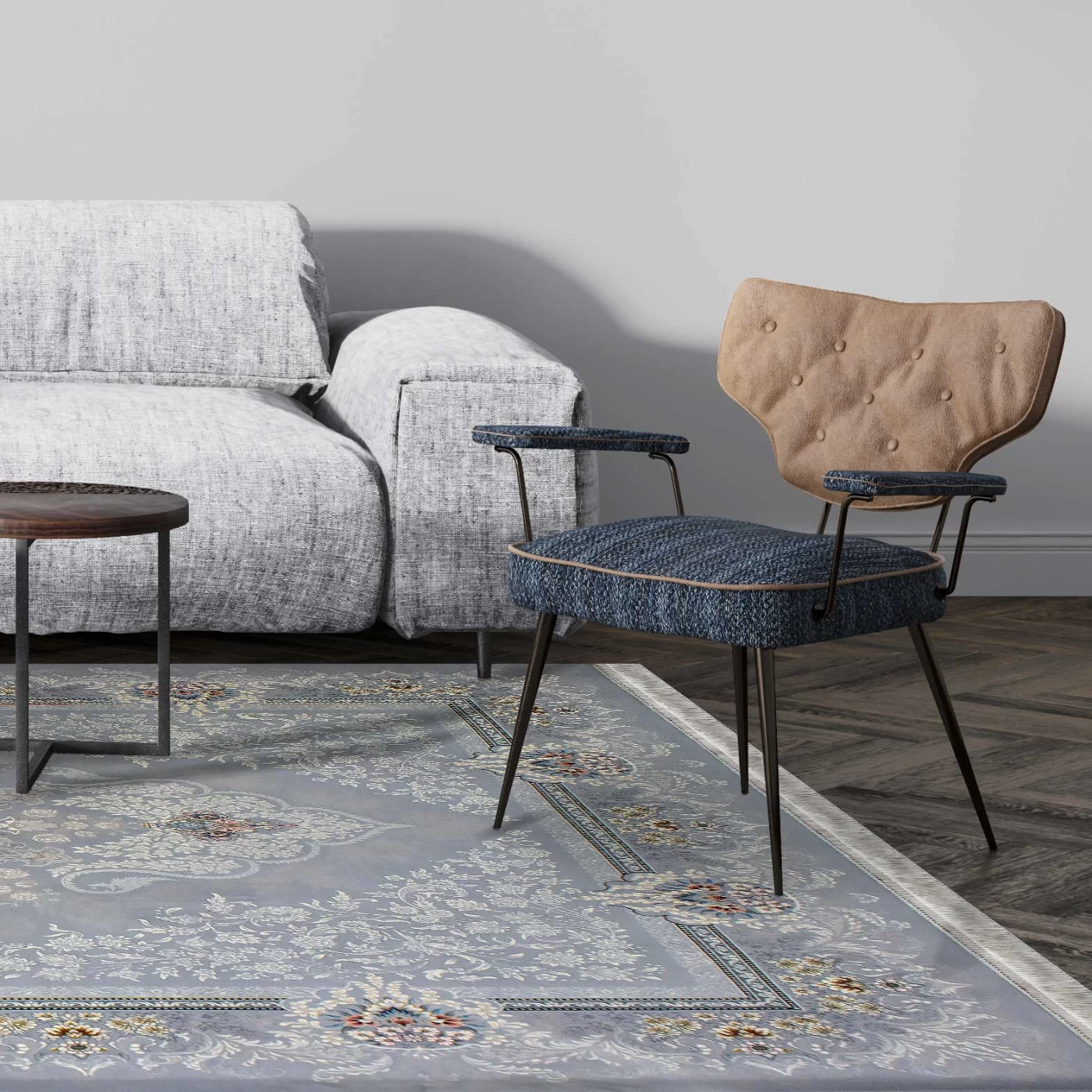 فرش ماشینی 700 شانه تراکم 2550 طرح دنیز نقره ای