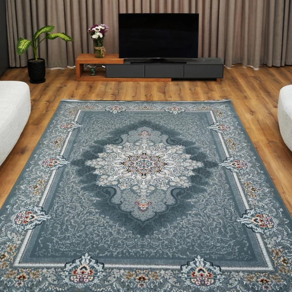 Machine made carpet 700 reeds density 2550 Deniz design in smoky color