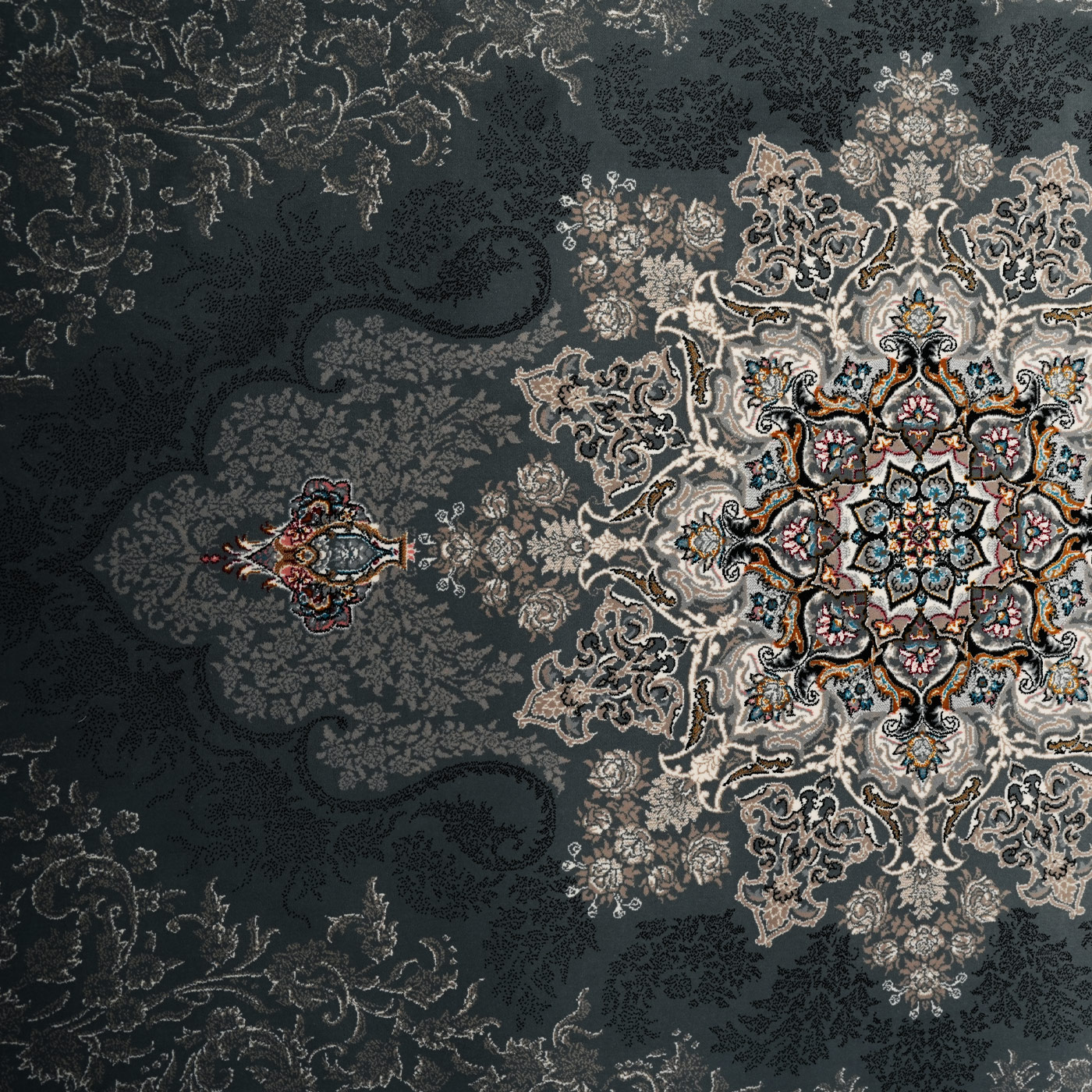 فرش ماشینی 700 شانه تراکم 2550 طرح دنیز دودی