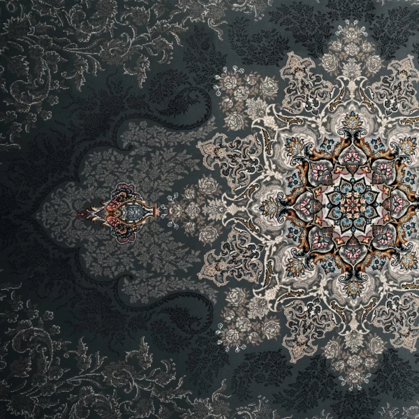 فرش ماشینی 700 شانه تراکم 2550 طرح دنیز دودی