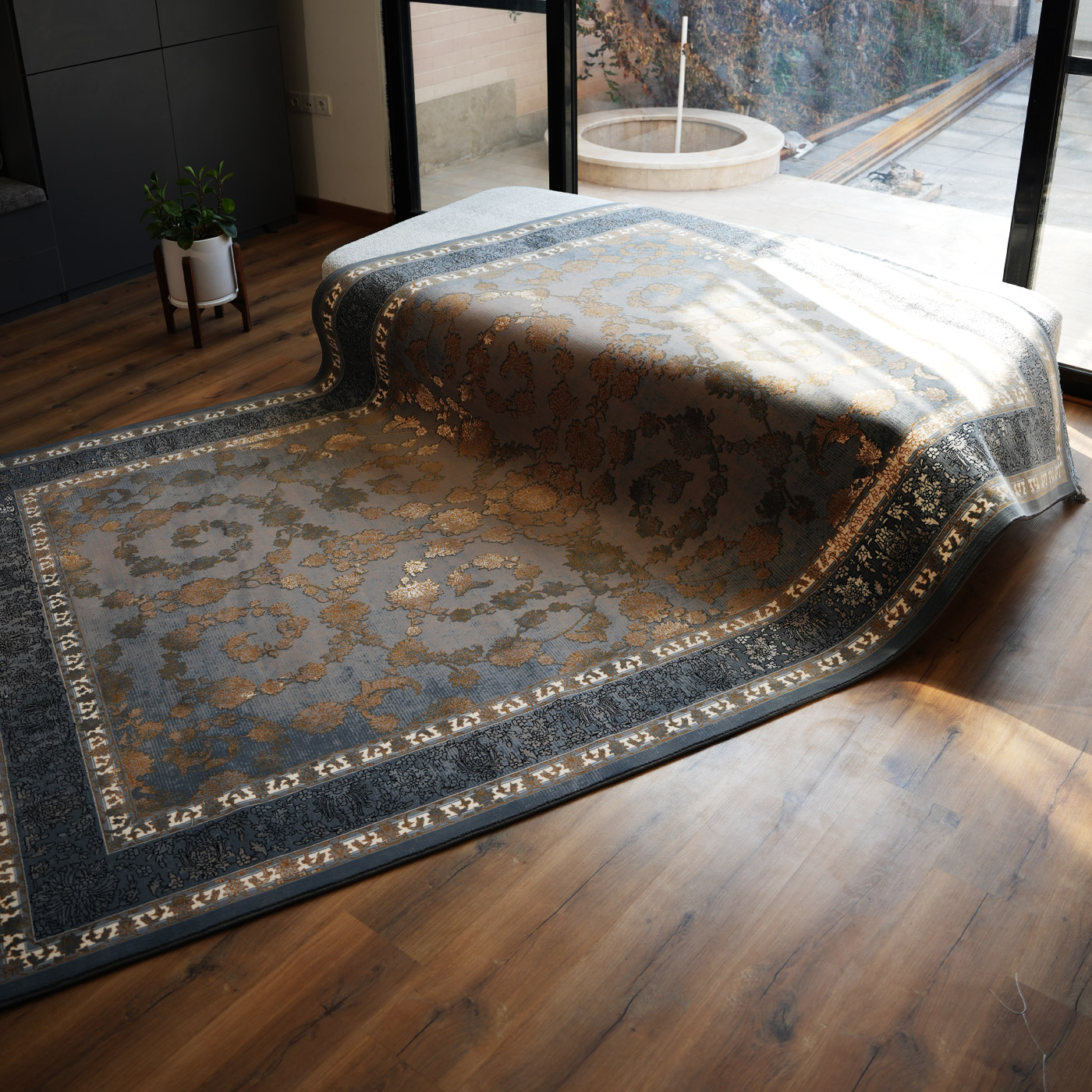 فرش ماشینی 700 شانه تراکم 2550 طرح السا دودی