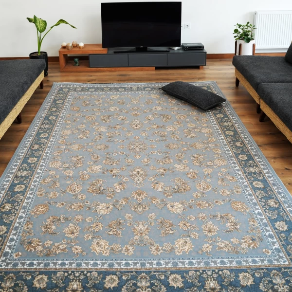 فرش ماشینی 700 شانه تراکم 2550 طرح فرنوش نقره ای