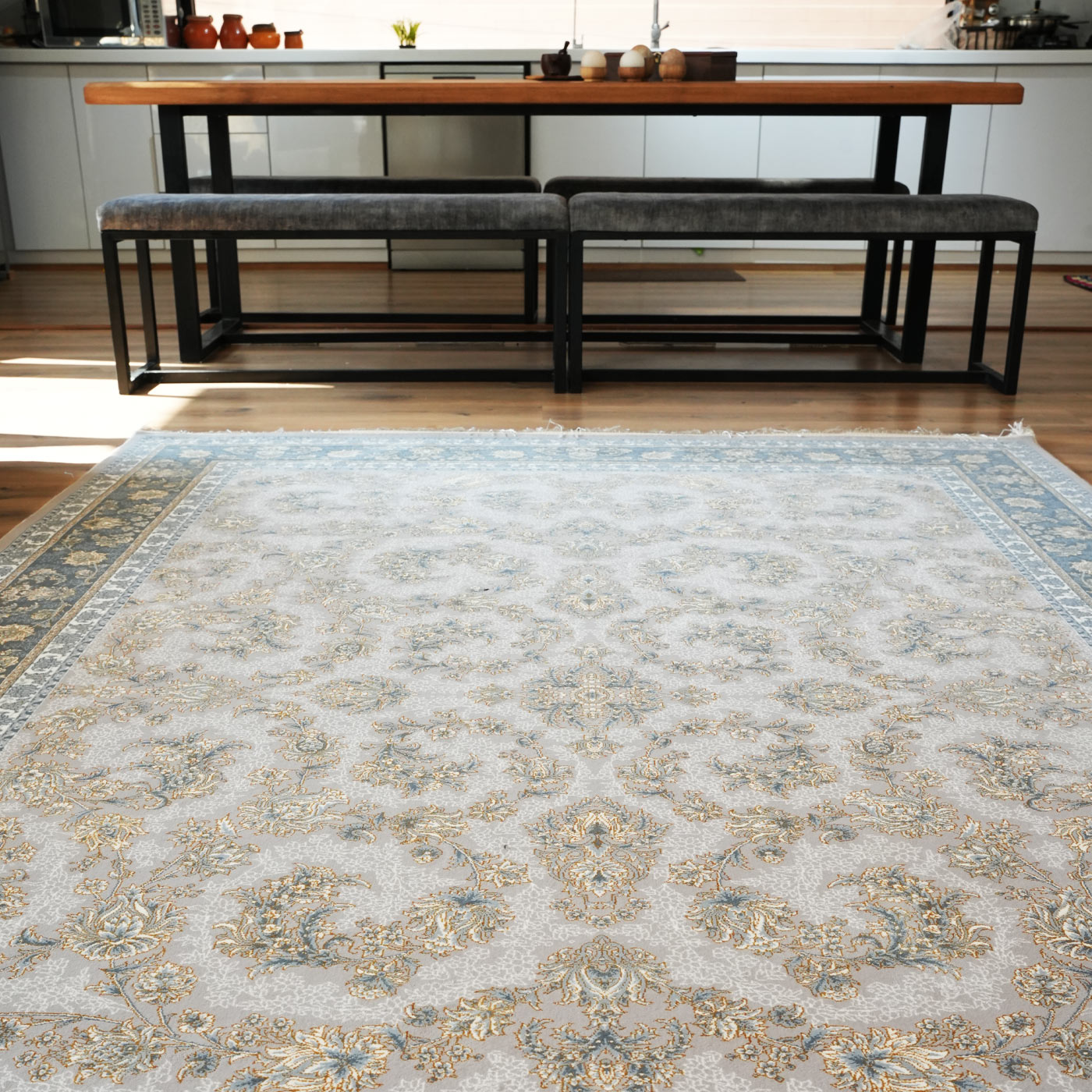 فرش ماشینی 700 شانه تراکم 2550 طرح فرنوش ترمه ای