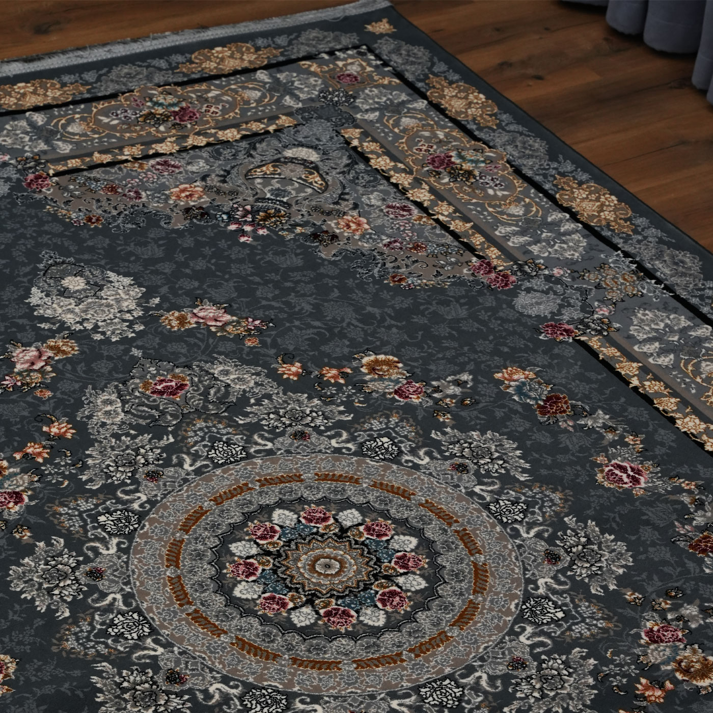 فرش ماشینی 700 شانه تراکم 2550 طرح گندم دودی