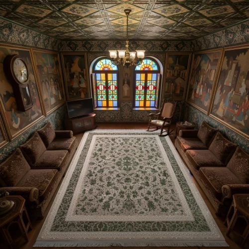 فرش ماشینی ۷۰۰ شانه تراکم ۲۵۵۰ طرح گارنت سبز ترمه ای