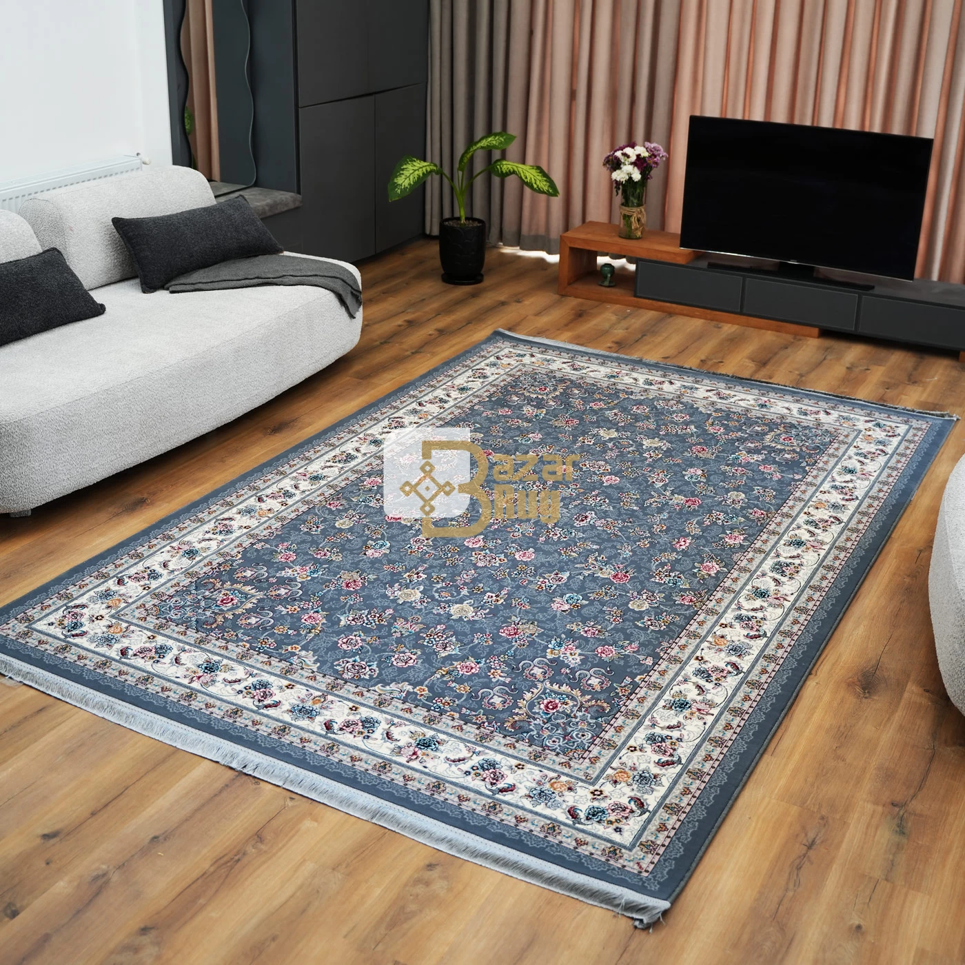 فرش ماشینی ۷۰۰ شانه تراکم ۲۵۵۰ طرح گیلدا دودی