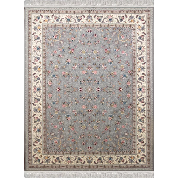 فرش ماشینی ۷۰۰ شانه تراکم ۲۵۵۰ طرح گیلدا نقره‌ ای